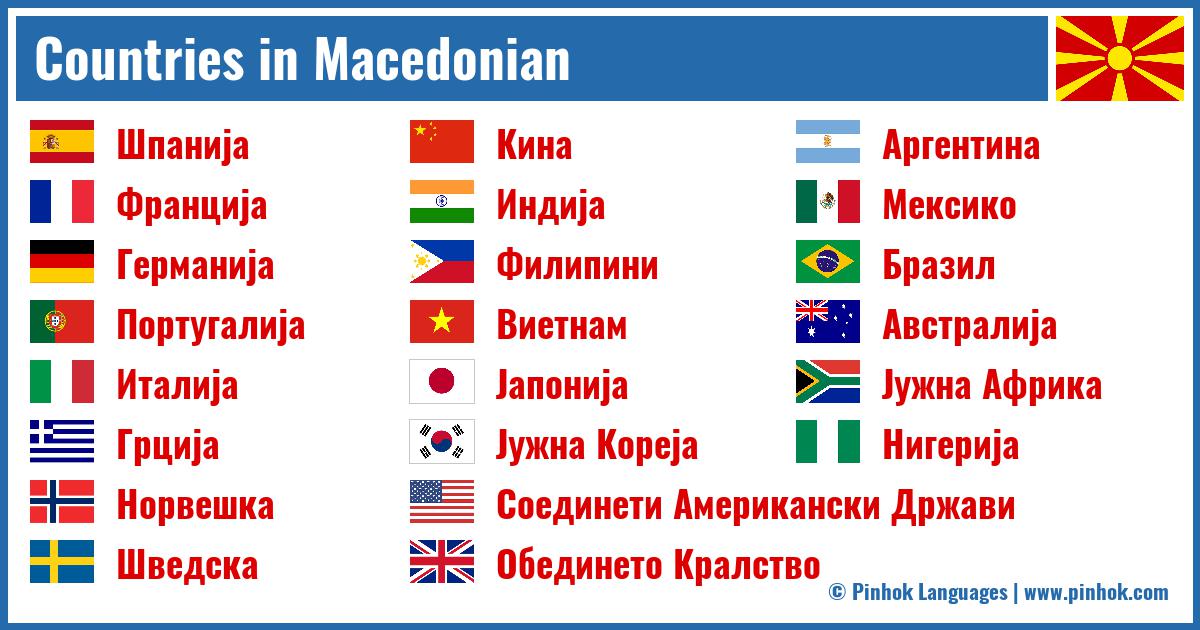 Countries in Macedonian