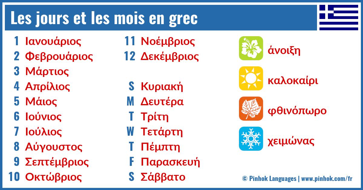 Les jours et les mois en grec