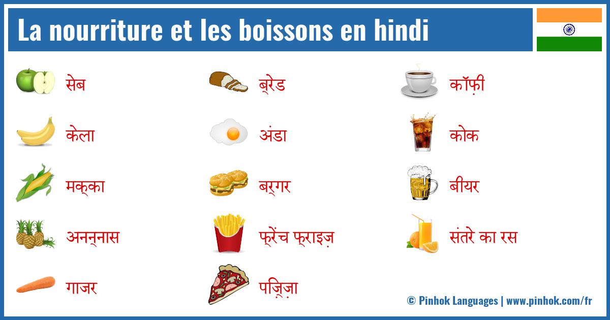 La nourriture et les boissons en hindi