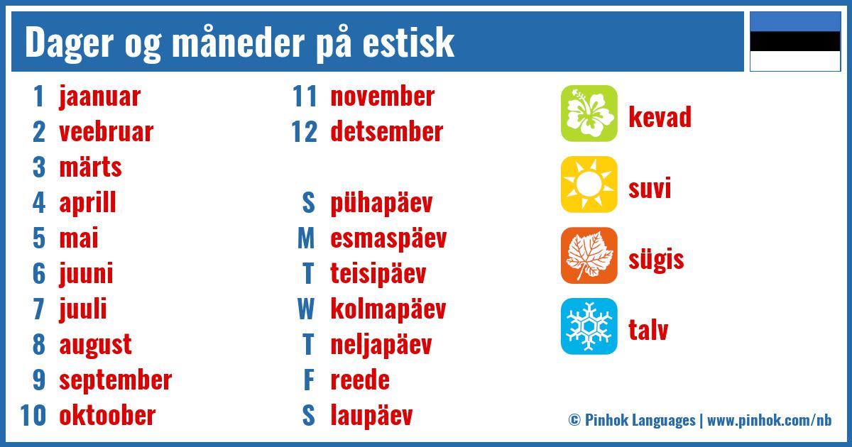 Dager og måneder på estisk