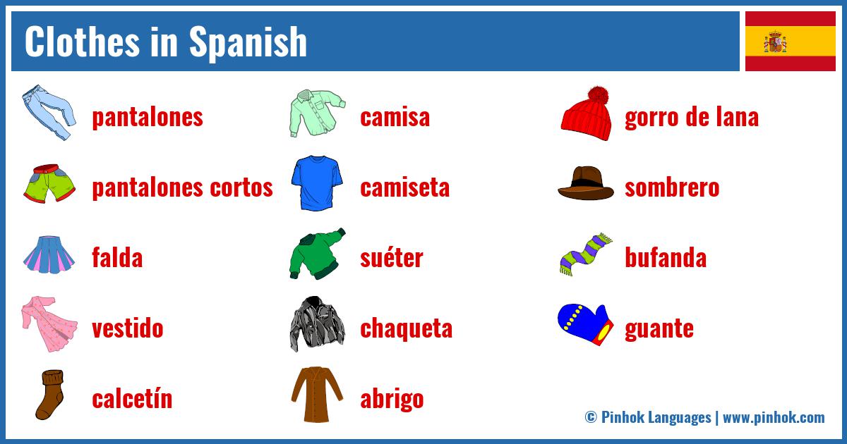 clothes in spanish free worksheet for kindergarten